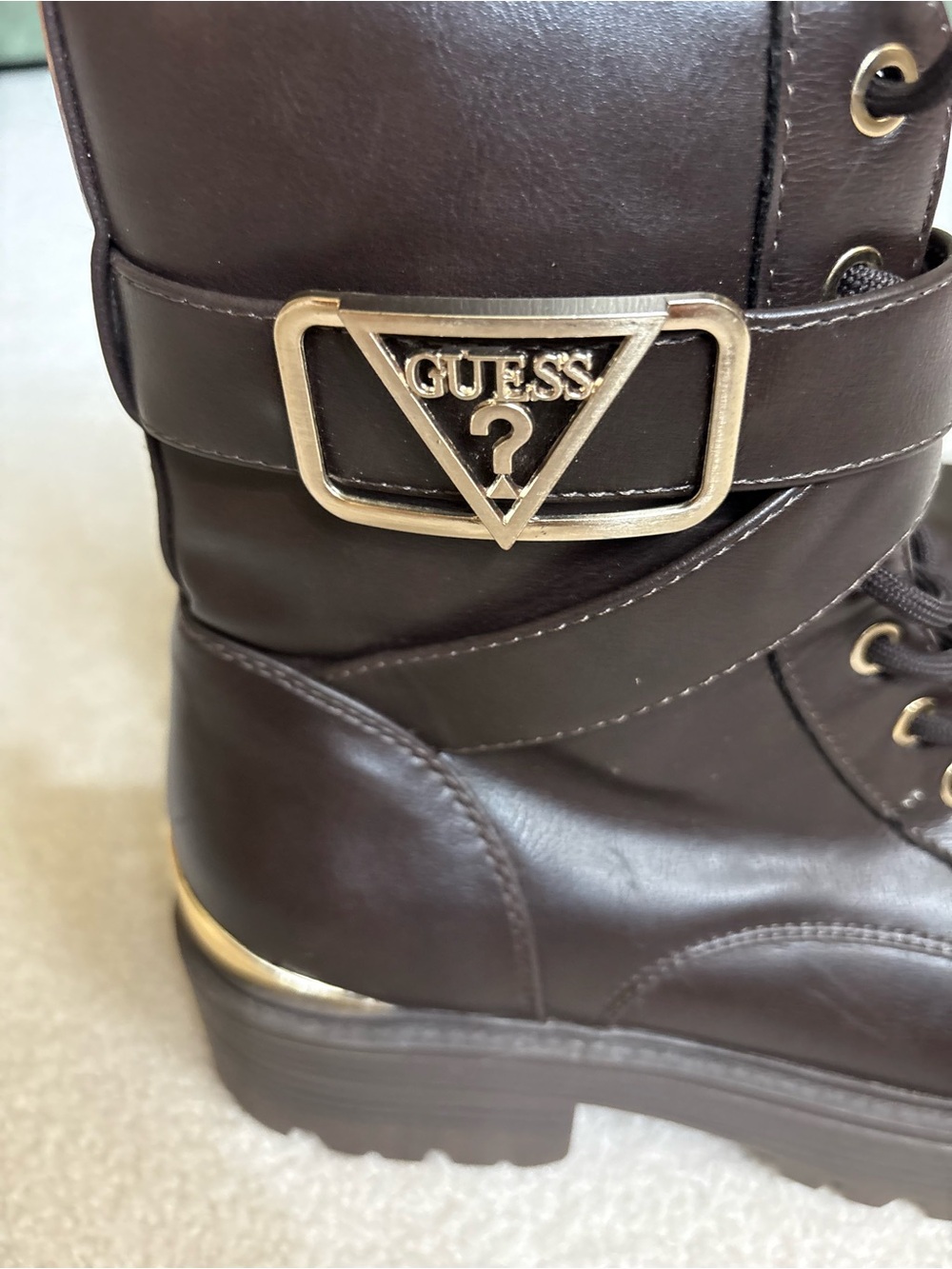 NWOT GUESS Combat Boots Dark Brown Women's Size 9 - Picture 3 of 14